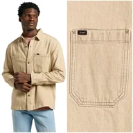 Koszule męskie - Lee 2 PKT OVERSHIRT Cappucino bawełniana jeansowa kurtka koszula katana L - miniaturka - grafika 1