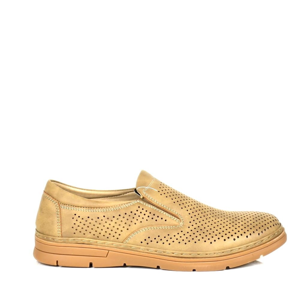 MĘSKIE PÓŁBUTY AŻUROWE MOKASYNY WSUWANE CASUAL HAVER AB137H-2 D.BEIGE BEŻOWE