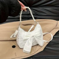 Torebki damskie - TEMU Elegancka Damska Torba na Ramię, Torebka z Wytłaczaną Kokardą i Akcentami, Modna Minimalistyczna Wieczorowa Kopertówka, Zamek Błyskawiczny, - miniaturka - grafika 1