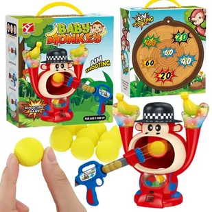 Głodna Małpka Strzelanie Do Celu Pistolet Na Kulki Światło Led Dźwięk - Zabawki interaktywne dla dzieci - miniaturka - grafika 1