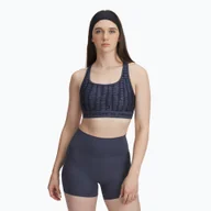 Bielizna sportowa damska - Biustonosz treningowy Under Armour Crossback Mid Print downpour gray/midnight navy/midnight navy WYSYŁKA W 24H 30 DNI NA ZWROT - miniaturka - grafika 1