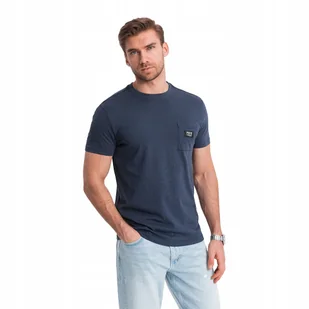 Męski casualowy t-shirt 100% bawełna granatowy V10 OM-TSCT-0109 XXL - Koszulki męskie - miniaturka - grafika 1