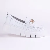 Mokasyny damskie - Mokasyny damskie ażurowe GOODIN GD-FT-127 skóra zamsz ażurek lekkie biel 40 - miniaturka - grafika 1