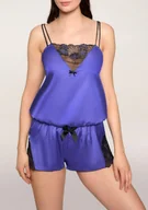 Bielizna nocna - Top damski z greckiej kobaltowej satyny Arabesque Poupee Marilyn - POUPEE - miniaturka - grafika 1