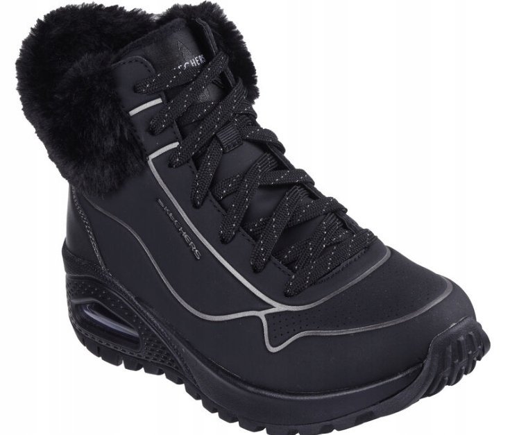 SKECHERS CZARNE ŚNIEGOWCE Z FUTERKIEM I OZDOBNYM PASKIEM 38 16AA