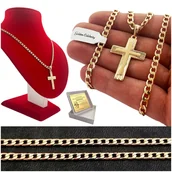 Biżuteria dla dzieci - ZŁOTY NASZYJNIK KOMUNIJNY Z KRZYŻYKIEM 18K ŁAŃCUSZEK ZAWIESZKA + GRAWER - miniaturka - grafika 1