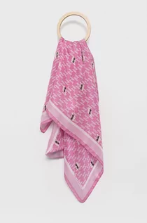 Apaszki i szaliki damskie - Karl Lagerfeld chusta jedwabna kolor różowy wzorzysta - grafika 1