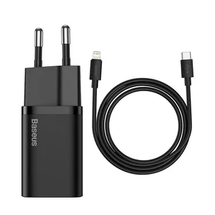 Baseus Super Si 1C szybka ładowarka USB Typ C 20W Power Delivery + kabel USB Typ C - Lightning 1m czarny (TZCCSUP-B01) - Kable USB - miniaturka - grafika 1