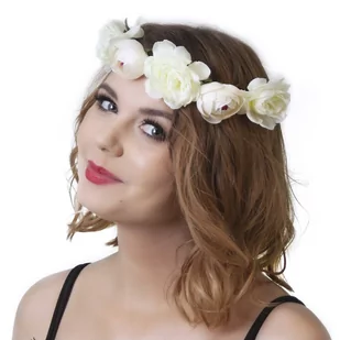 WIANEK NA GŁOWĘ piwonie KWIATY biały ŚLUBNY - Ozdoby do włosów - miniaturka - grafika 1