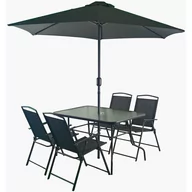 Meble ogrodowe - Zestaw mebli ogrodowych stół 4 krzesła i parasol szary - miniaturka - grafika 1