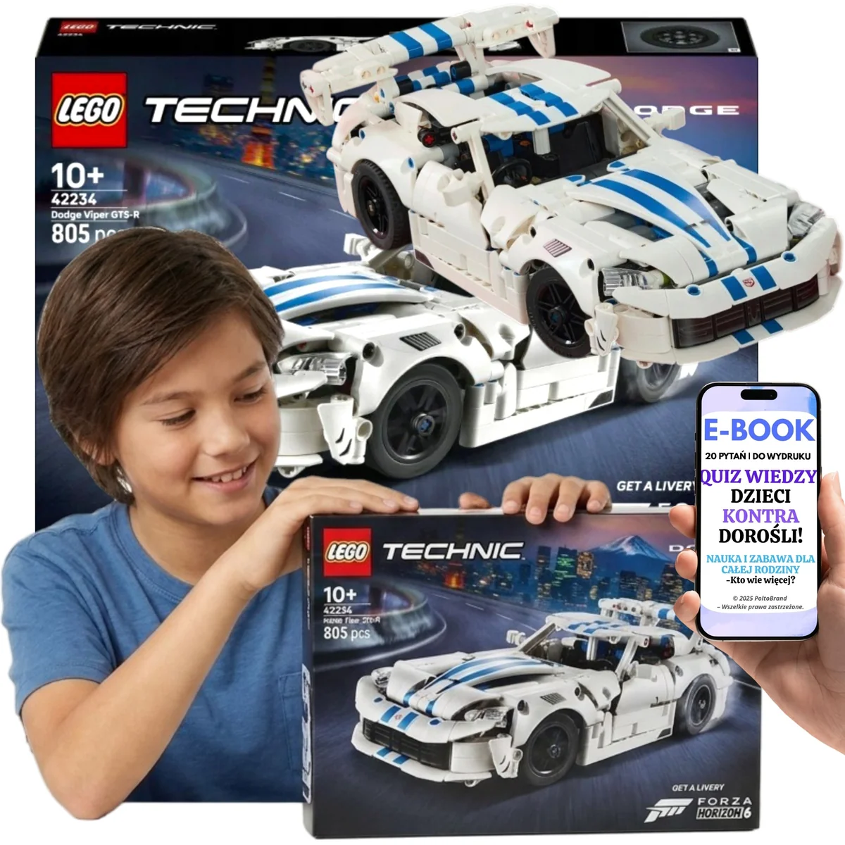 LEGO Technic Dodge Viper GTS-R 805 Elementów Prezent Urodzinowy 42234