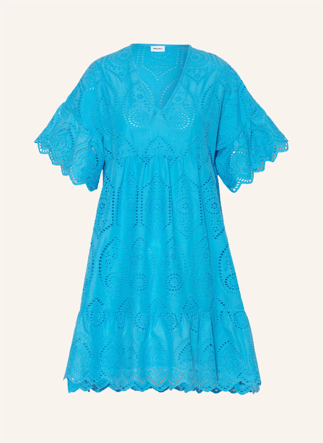 Darling Harbour Sukienka Z Dziurkowanej Koronki Z Falbankami blau - Ceny i  opinie na 