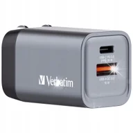Ładowarki do telefonów - SZYBKA ładowarka sieciowa VERBATIM GaN USB+USB-C QC3.0 35W 3.6A PL UE UK US - miniaturka - grafika 1