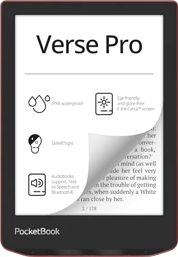 PocketBook Czytnik e-booków 'Verse Pro' (wersja niemiecka) 16 GB pamięci, IPX8, Bluetooth, wyświetlacz E-Ink Carta o przekątnej 15,2 cm (6 cali) - Passion Red