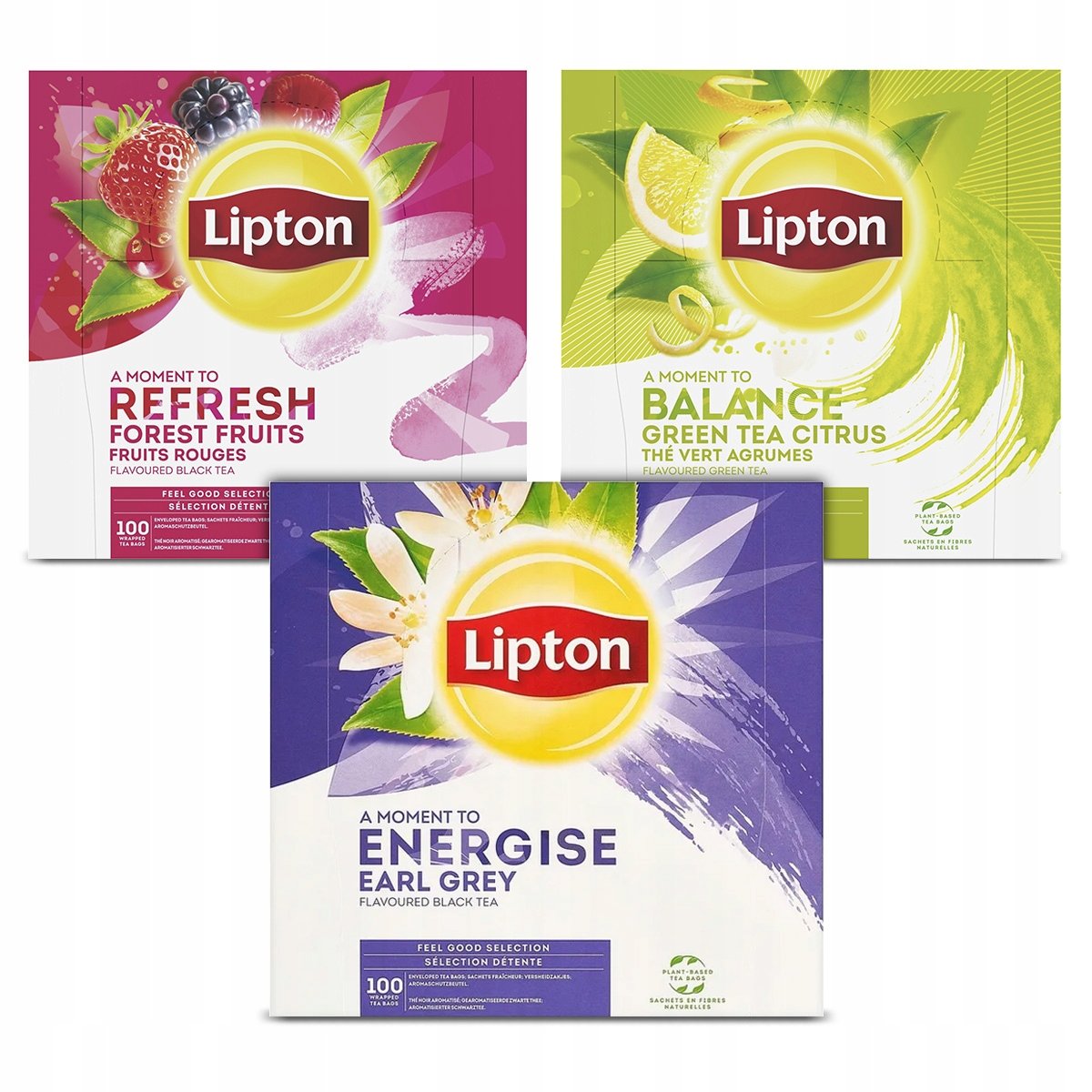 Zestaw Lipton Herbata czarna aromatyzowana mix smaków 3x100 kopert 390g