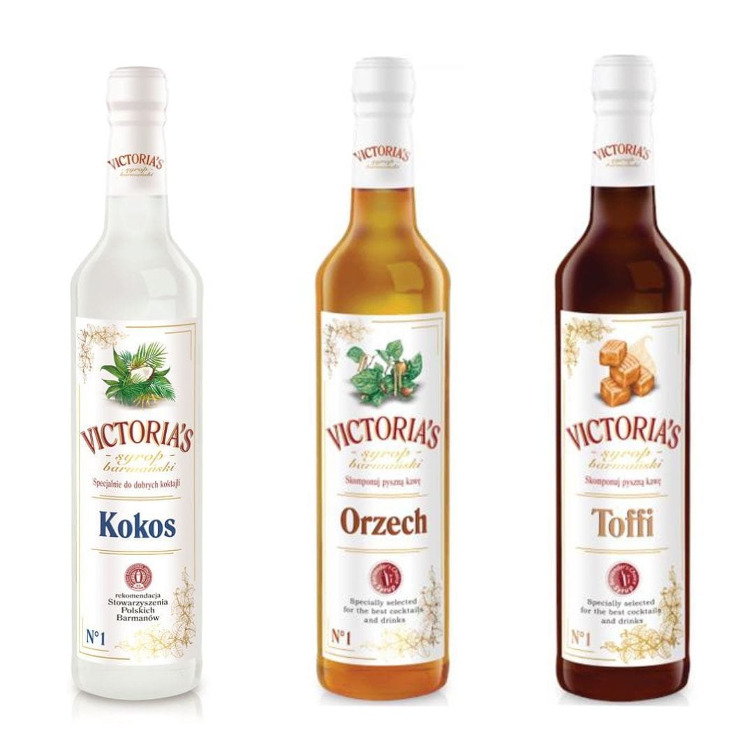 Zestaw 3 syropów do kawy Kokos, Orzech, Toffi 490 ml x 3