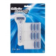 Maszynki do golenia i wkłady - Gillette Mach 3 Turbo Maszynka + Wkłady 9 + Etui - miniaturka - grafika 1