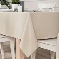Obrusy i serwetki - Gotowy obrus z tkaniny wodoodpornej o fakturze płótna, wykończony listwą, kolor beżowy, Aruba, rozmiar: 130x180 cm - miniaturka - grafika 1