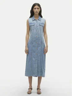 Vero Moda Sukienka jeansowa Zadie 10309673 Niebieski Regular Fit - Sukienki - miniaturka - grafika 1