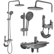 Zestawy prysznicowe - Rea Zestaw PRYSZNICOWY REA Savio z wyświetlaczem LED Tytan - miniaturka - grafika 1