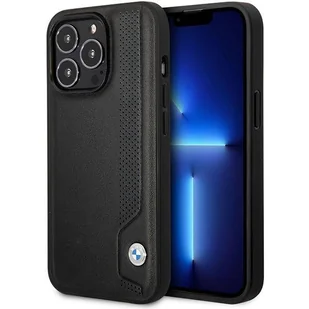 Etui BMW BMHCP14X22RBDK iPhone 14 Pro Max 6,7" czarny/black hardcase Leather Blue Dots - Etui i futerały do telefonów - miniaturka - grafika 1