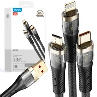 Kable USB - Kabel USB - Micro USB/Lightning/USB-C ROCK G20 1.5 m Czarny - miniaturka - grafika 1
