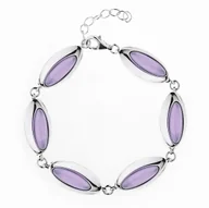 Bransoletki - Srebrna bransoletka z kamieniami różowymi pr925 - miniaturka - grafika 1