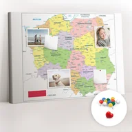 Tablice i flipcharty - Organizer, Tablica korkowa 100x70 cm + Kolorowe Pinezki - Mapa Polski - miniaturka - grafika 1