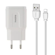 Ładowarki do telefonów - Ładowarka sieciowa Remax, RP-U22, 2x USB, 2.4A (biała) + kabel Lightning - miniaturka - grafika 1
