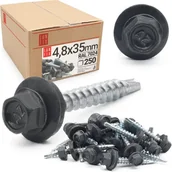 Wkręty - Blachowkręty wkręty farmerskie 4,8x35mm RAL724 grafit 250szt. - miniaturka - grafika 1
