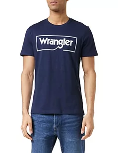 Wrangler Koszulka męska z logo ramki, granatowy, S - Koszulki męskie - miniaturka - grafika 1