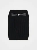 Czapki dla dzieci - Reserved - Komin z haftowanym kotem - czarny - miniaturka - grafika 1