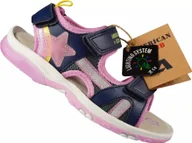Buty dla dziewczynek - American Club Dziecięce sandały BRL-147/24 granatowe 29 - miniaturka - grafika 1