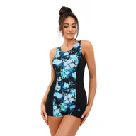 Stroje kąpielowe - Strój damski niebieskie kwiaty L - miniaturka - grafika 1