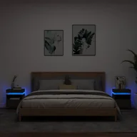Szafki nocne - Szafki Nocne Z Oświetleniem Led 2 Szt. Czarne 40X39X48,5CM - miniaturka - grafika 1