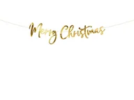 Sylwester - Party Deco Baner Merry Christmas, złoty - 83 cm - 1 szt. - miniaturka - grafika 1
