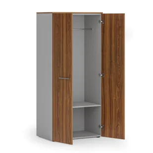 Szafa ubraniowa biurowa PRIMO GRAY, 1 półka, drążek do szafy, 1781 x 800 x 500 mm, szary/orzech - Szafy biurowe - miniaturka - grafika 1