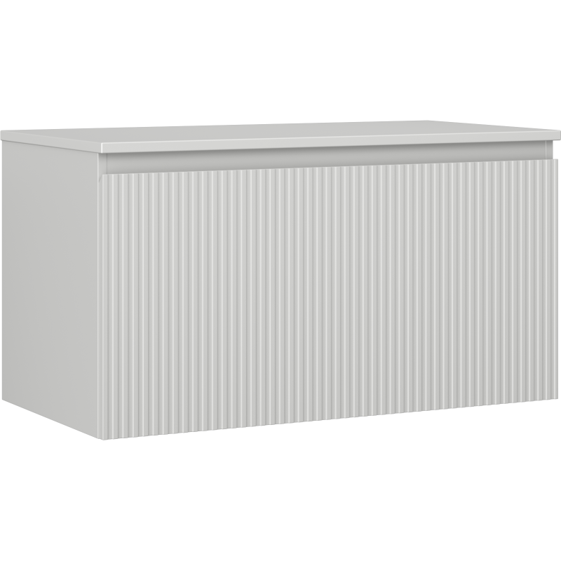 Mexen Rivel szafka łazienkowa podumywalkowa 90 cm z blatem, 1 szuflada, ryflowana , szara mat - 91A20-09047-1-BFC62