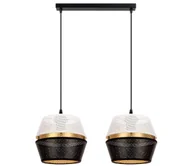 Lampy sufitowe - Żyrandol na lince PARIS 2xE27/60W/230V biały/czarny/złoty - miniaturka - grafika 1
