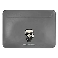 Torby na laptopy - Karl Lagerfeld Karl Lagerfeld Sleeve KLCS16PISFG 16" srebrny/silver Saffiano Ikonik Karl KF000901-0 - miniaturka - grafika 1