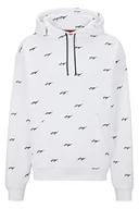 Bluzy męskie - HUGO Męska bluza z kapturem Dortalezza Relaxed-Fit z bawełny Terry z ręcznie napisanym logo, White100, XL - miniaturka - grafika 1
