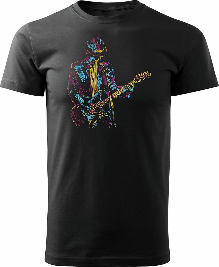 Topslang Koszulka z gitarą dla gitarzysty rockowa jazzowa smooth jazz męska czarna REGULAR XXL