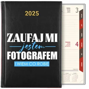 KALENDARZ TERMINARZ PLANER DZIENNY Czarny A5 2025 Prezent FOTOGRAFA WZORY - Notesy i bloczki - miniaturka - grafika 1