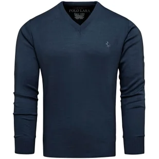 Sweter męski w serek kolor jeans Recea - Swetry męskie - miniaturka - grafika 1