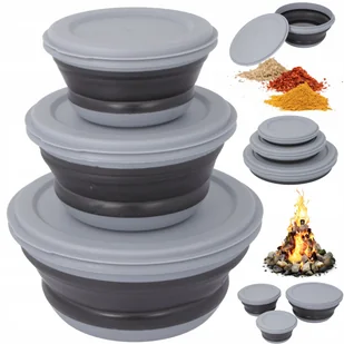 ZESTAW MISKI SKŁADANE SILIKONOWE POJEMNIKI TURYSTYCZNE Z POKRYWKAMI 3szt. - Pojemniki kuchenne - miniaturka - grafika 1