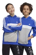 Bluzy dla chłopców - adidas bluza dziecięca kolor niebieski z kapturem wzorzysta - miniaturka - grafika 1