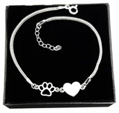 Bransoletki - Bransoletka łapka kota psa serce GRAWER srebro 925 - miniaturka - grafika 1