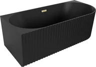 Wanny - Mexen Gia wanna wolnostojąca narożna ryflowana lewa 170 x 80 cm, czarna mat, przelew złoty szczotkowany - 52701708071L-55 - miniaturka - grafika 1