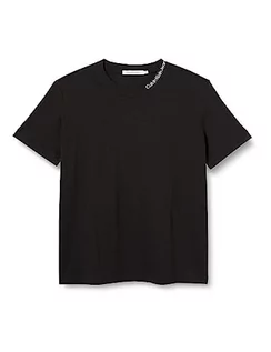 Koszulki i topy damskie - Calvin Klein Jeans Damska koszulka z haftowanym dekoltem S/S, Czarny, M - grafika 1