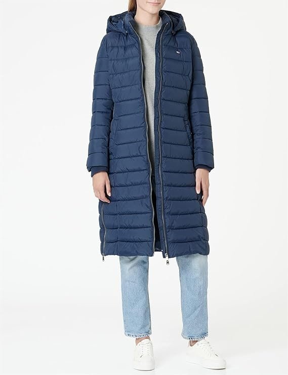 TOMMY HILFIGER ORYGINALNA KURTKA PŁASZCZ GRANATOWY Z KAPTUREM XS 7BA